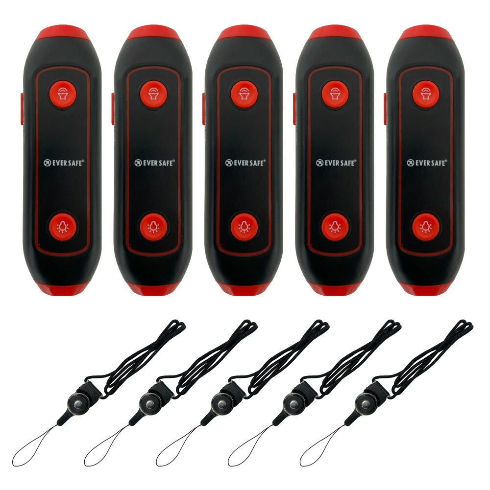 防災グッズ 電子ホイッスル ネックストラップ付き 4色 5個 笛 懐中電灯 大音量 ホイッスル 130db 警笛 アラーム LEDライト 防犯 防災 審判 軽量 電池式_1