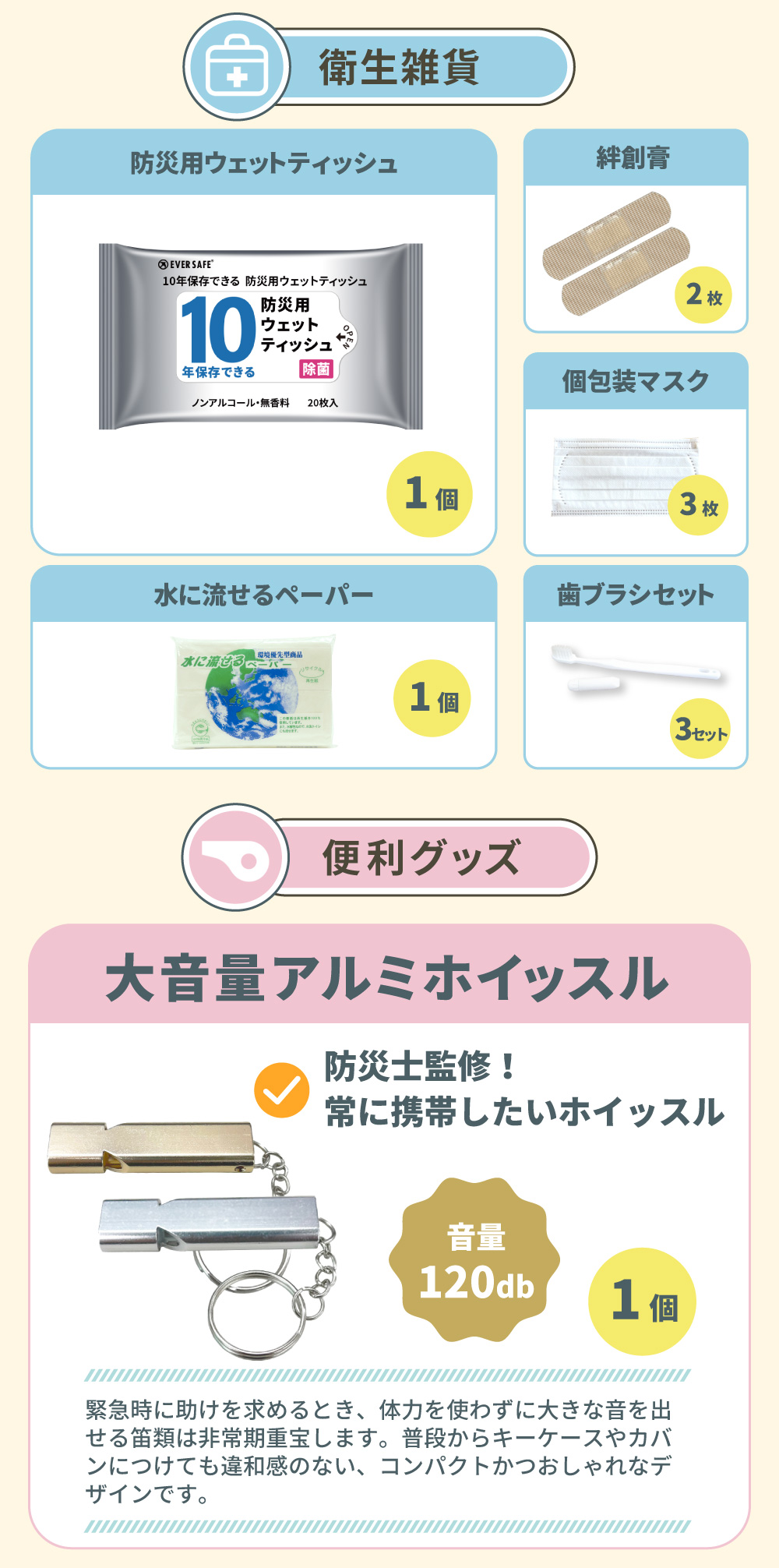 防災セット 1人用 30点 避難セット おしゃれ 9カラー 
