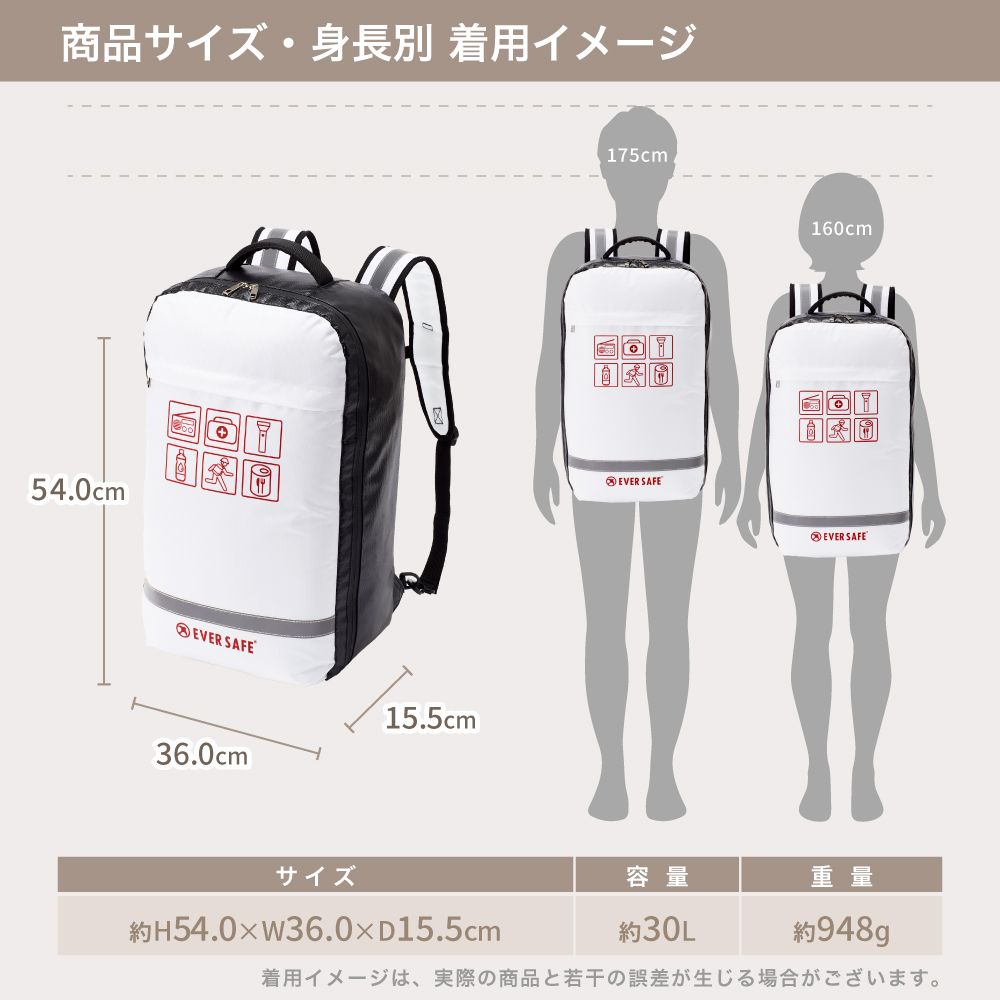 PEACEUP（ピースアップ） 防災セット 1人用 底まで開く防災リュック