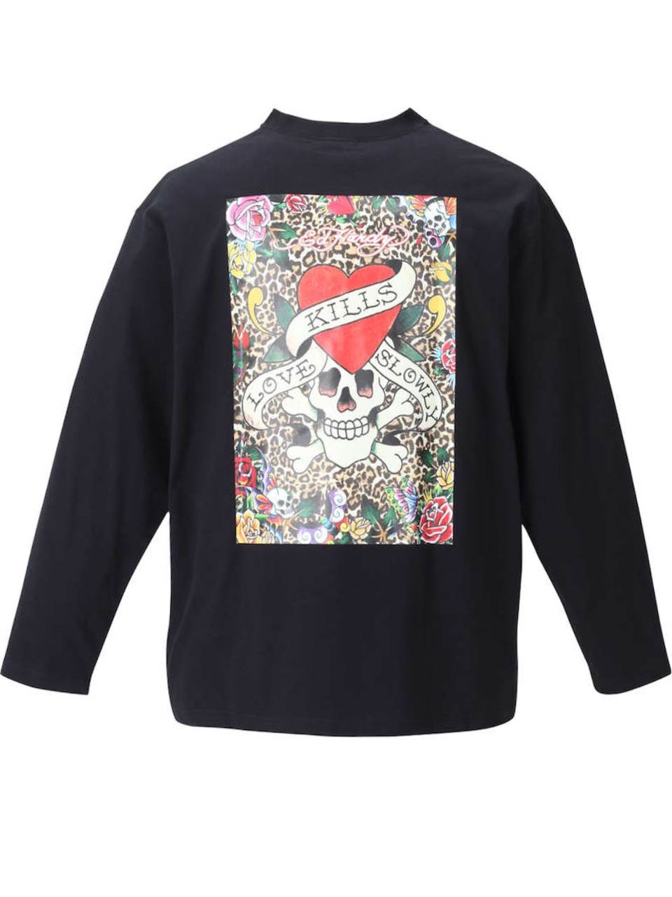 大きいサイズ スカルロックドクロパンク系髑髏ヒョウ柄長袖ロンTシャツ