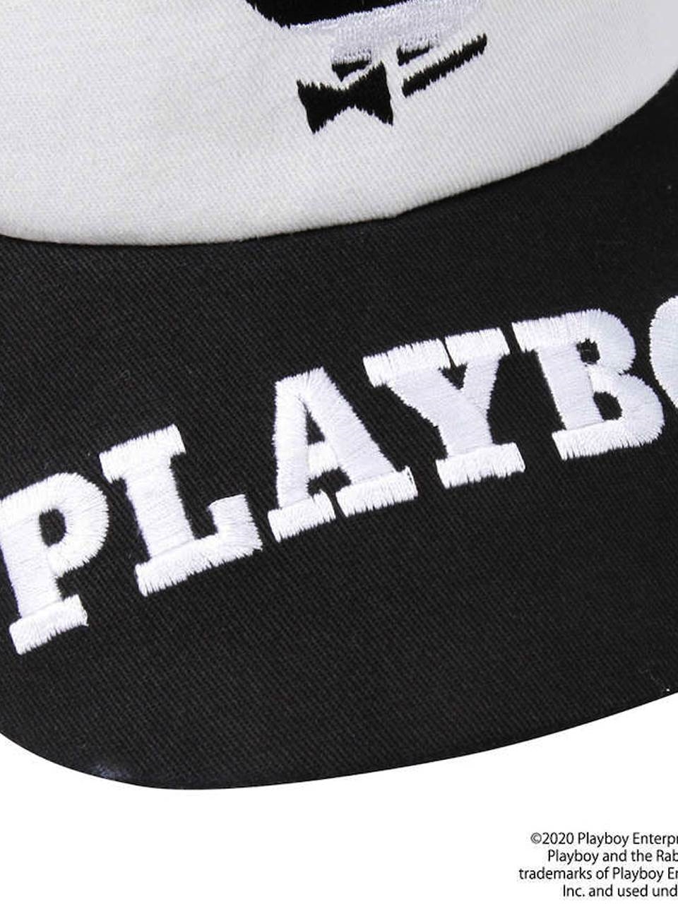 PLAYBOY メッシュキャップ　総柄 キャップ PLAYBOY プレイボーイ 大きいサイズ メンズ ツイル