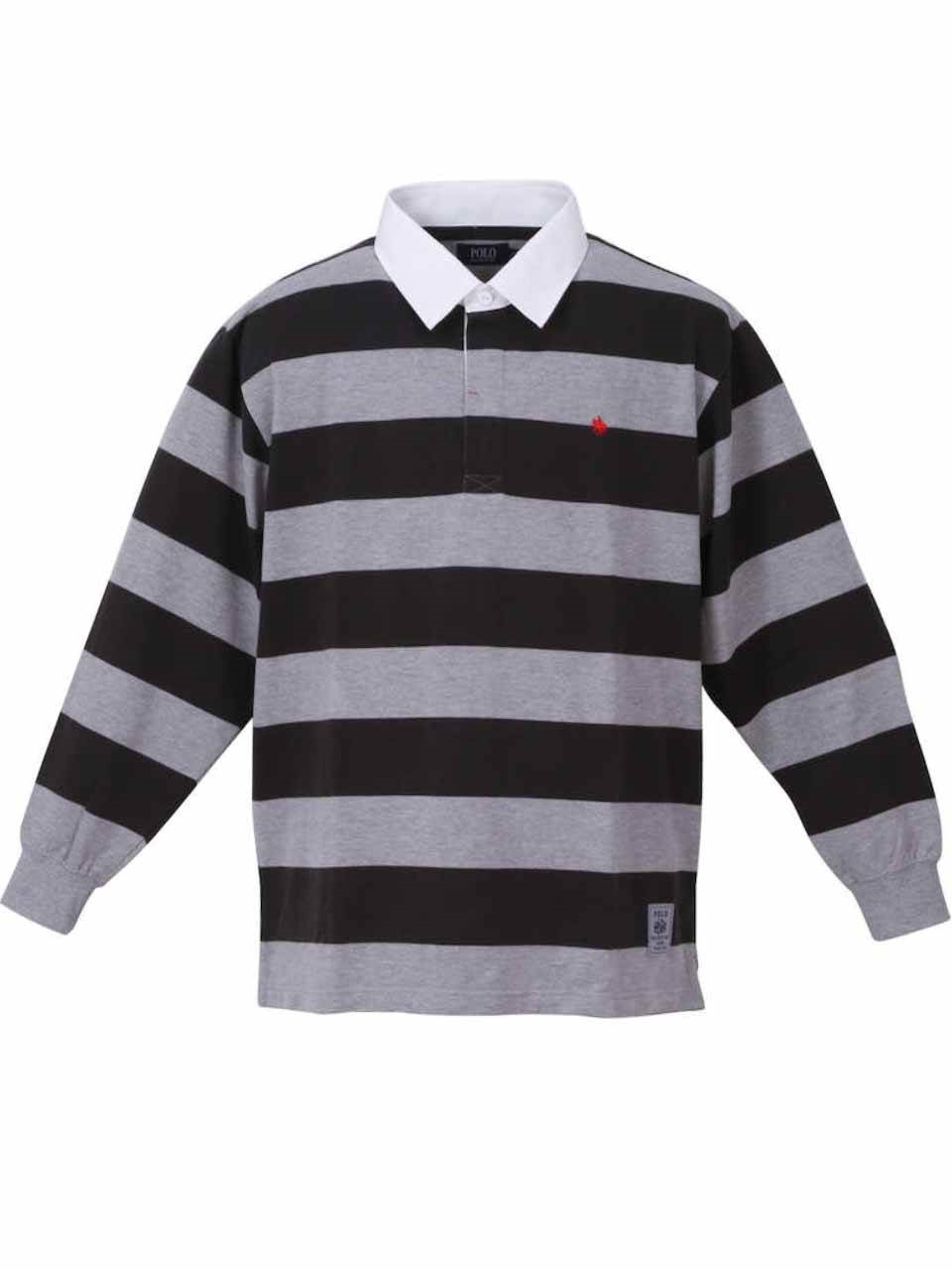 大きいサイズ3L〜8Lメンズ】長袖ボーダーラガーシャツ クレリック