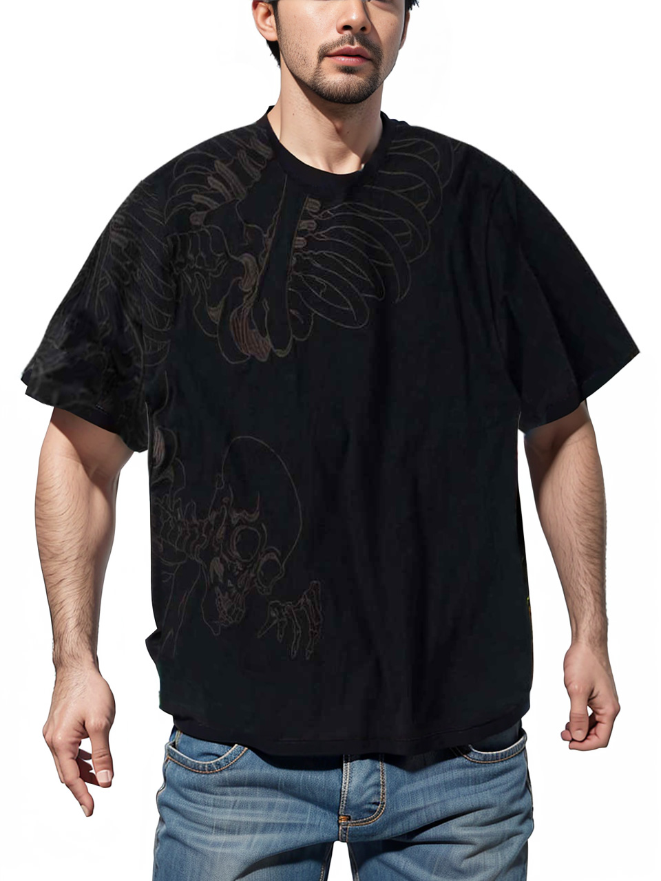 Tシャツ ドクロ 大きいサイズ メンズ 餓者髑髏 がしゃどくろ スカル