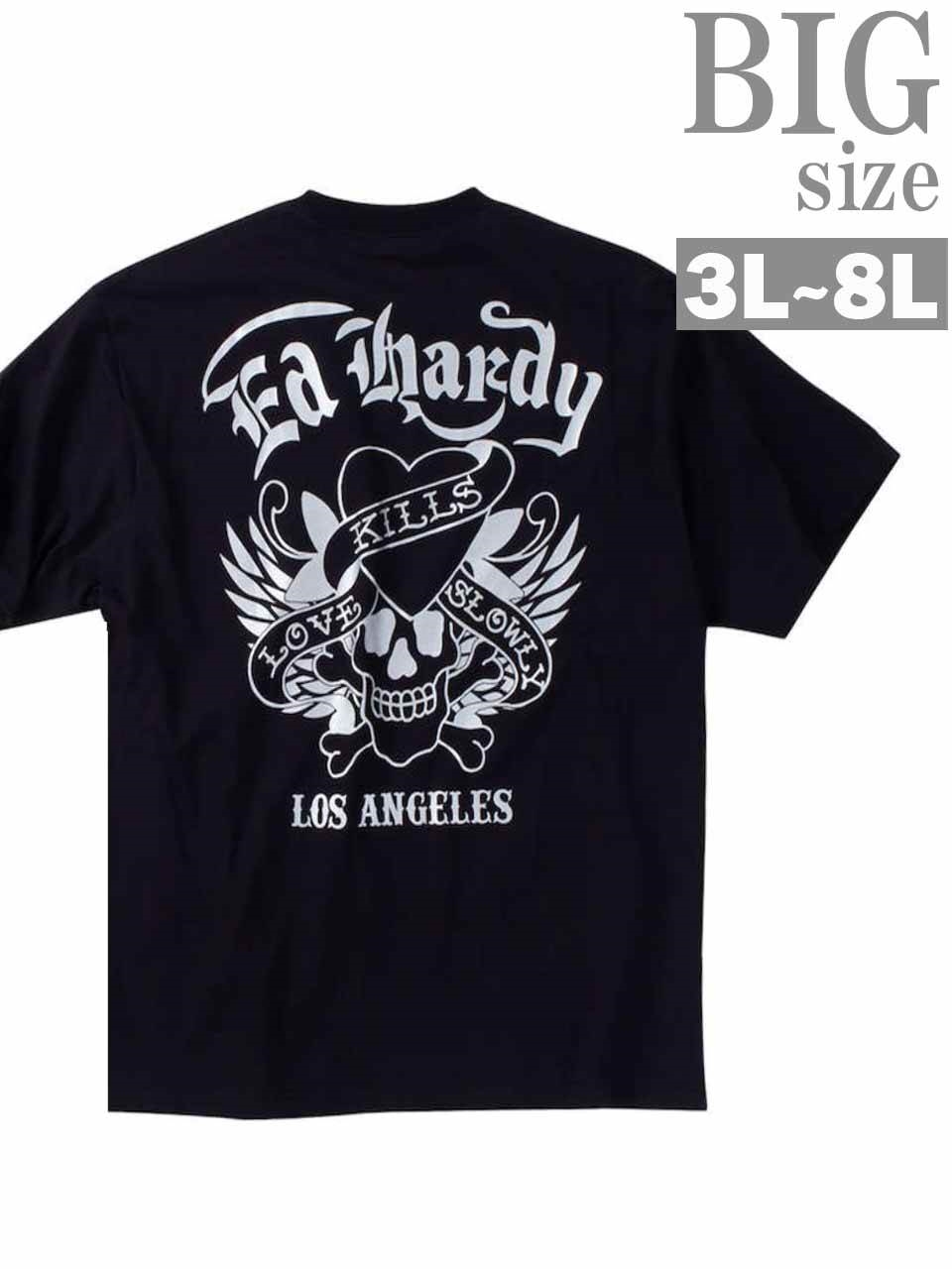 Ed Hardy Tシャツ 大きいサイズ メンズ 箔プリント ドクロ スカル ハート エドハーディ キングサイズ ビッグサイズ ビッグシルエット｜saganstyle｜02
