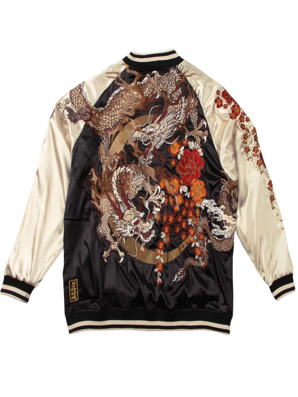 絡繰魂 スカジャン 和柄 大きいサイズ メンズ 龍 刺繍 ドラゴン