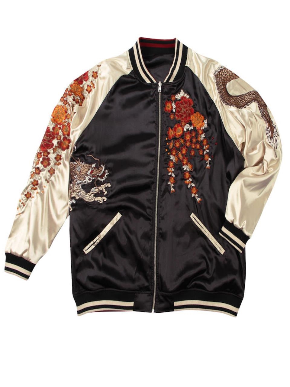 スカジャン 和柄 大きいサイズ メンズ 龍 刺繍 ドラゴン リバーシブル サテン 絡繰魂 月光 C070128-01 絡繰魂 スカジャン 和柄 大きいサイズ メンズ 龍 刺繍 ドラゴン