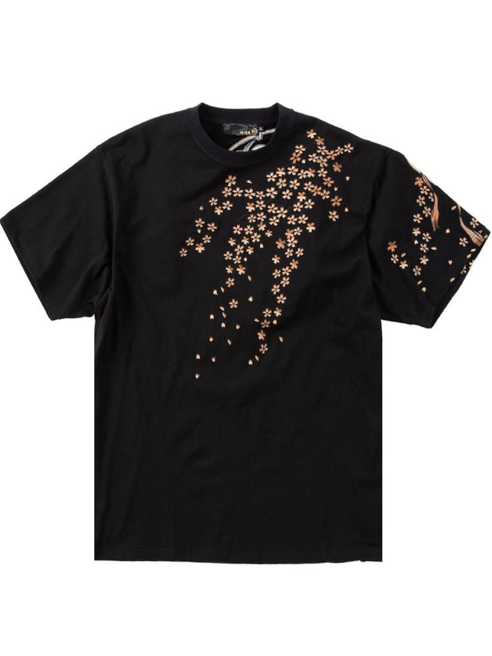 絡繰魂 Tシャツ 風神雷神 大きいサイズ メンズ 和柄 刺繍 プリントT