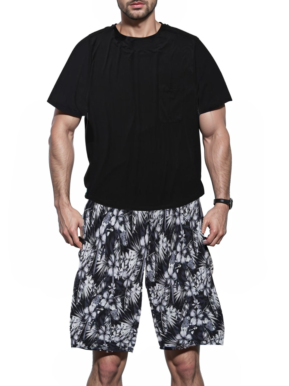 naptime ビックTシャツ ハーフパンツ（S） タグ付き Tシャツ セットアップ 上下 大きいサイズ メンズ 花柄 ハーフパンツ 六