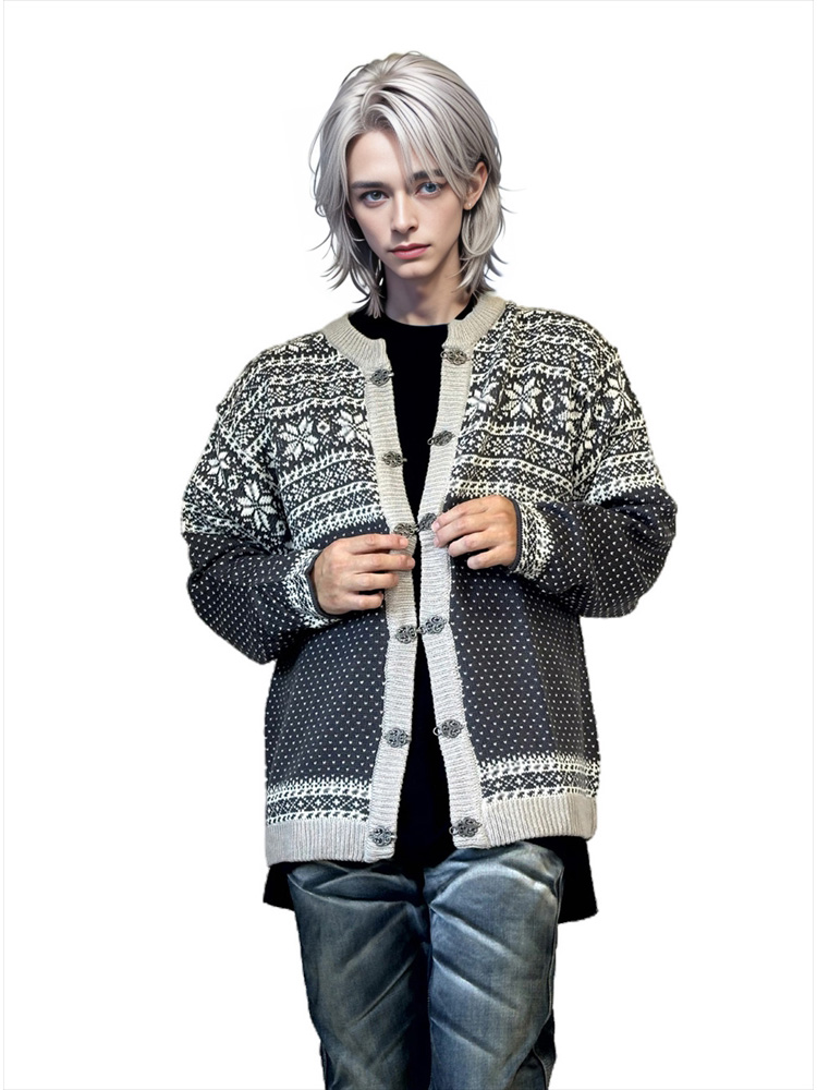 送料無料】メンズ 男性 服 トップス ジャガード編みニットカーディガン 