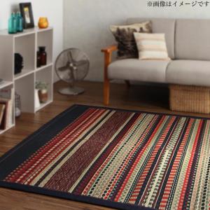 自然素材ラグ カイハラデニム×マルチパターン柄純国産い草ラグ ラグ 140×200cm