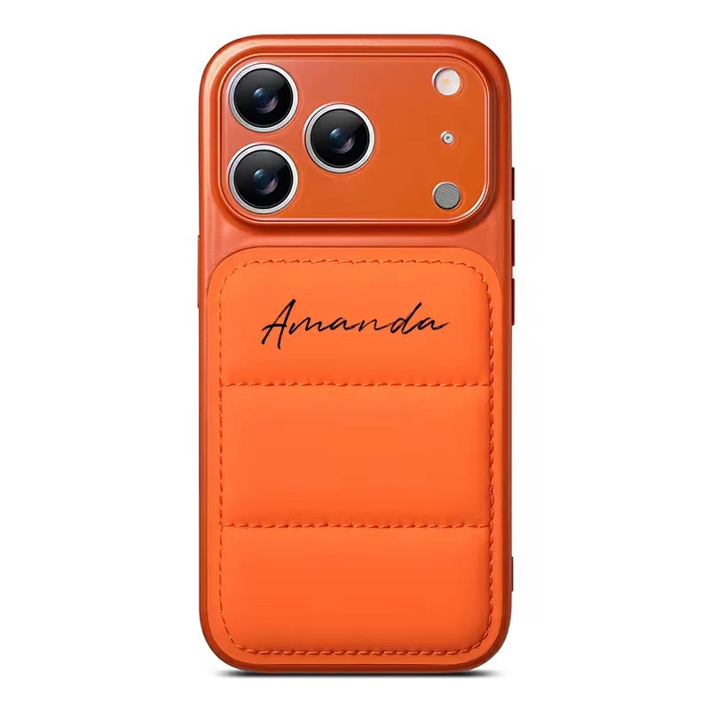 iPhone18 pro ケース iPhone17Promax 名入れ ダウン風 カスタマイズ PU