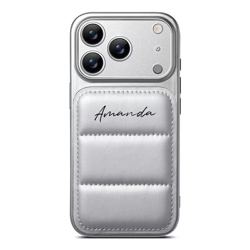 iPhone18 pro ケース iPhone17Promax 名入れ ダウン風 カスタマイズ PU
