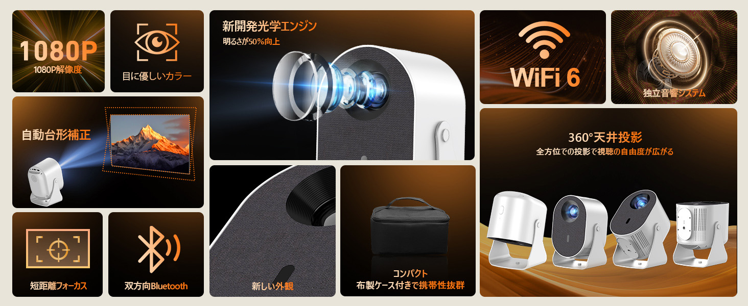 プロジェクター 家庭用 小型 天井投影 WiFi Bluetooth バッグ付 家庭用