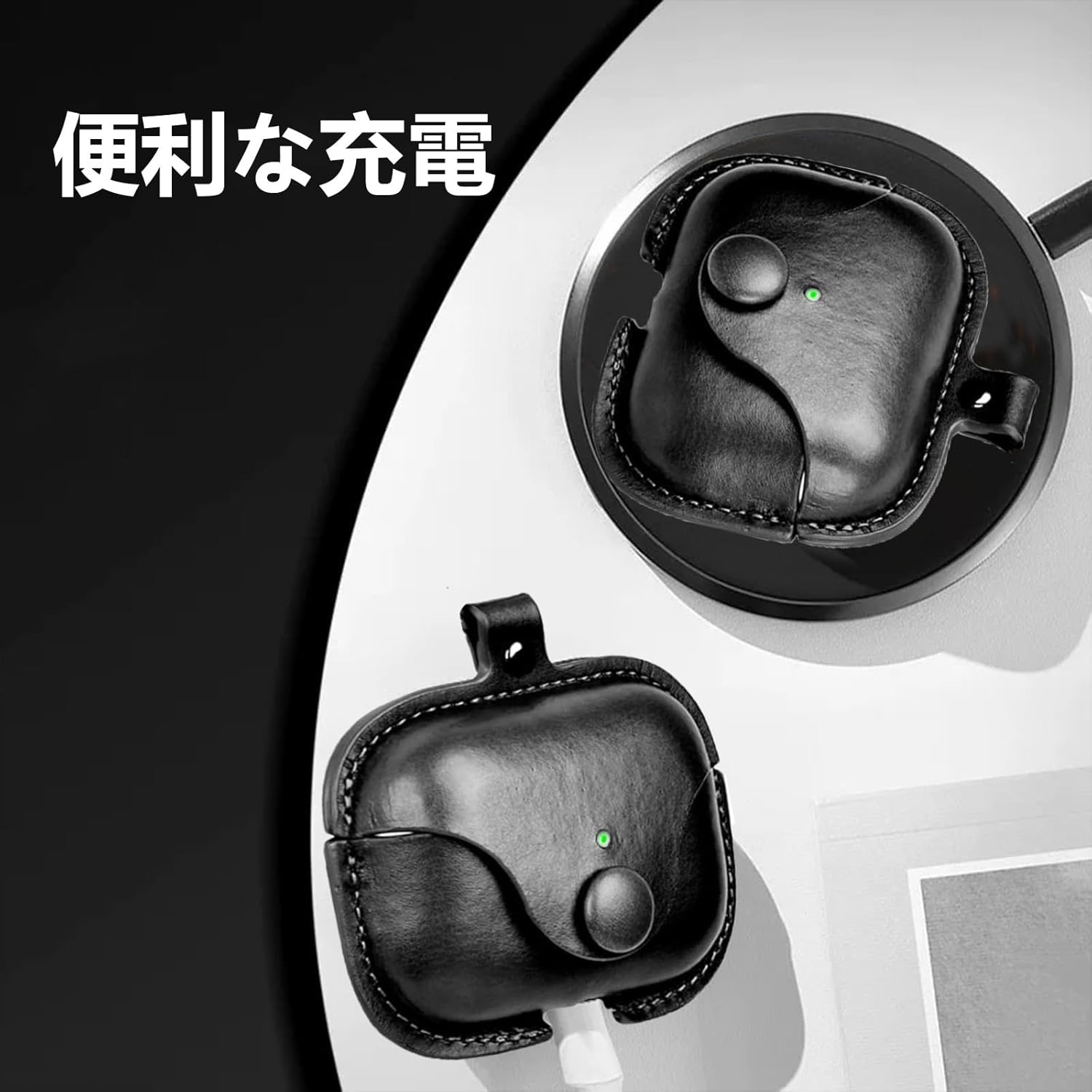 Airpods 4 ケース 第4世代 PUレザー 革 全面保護 ストラップホール