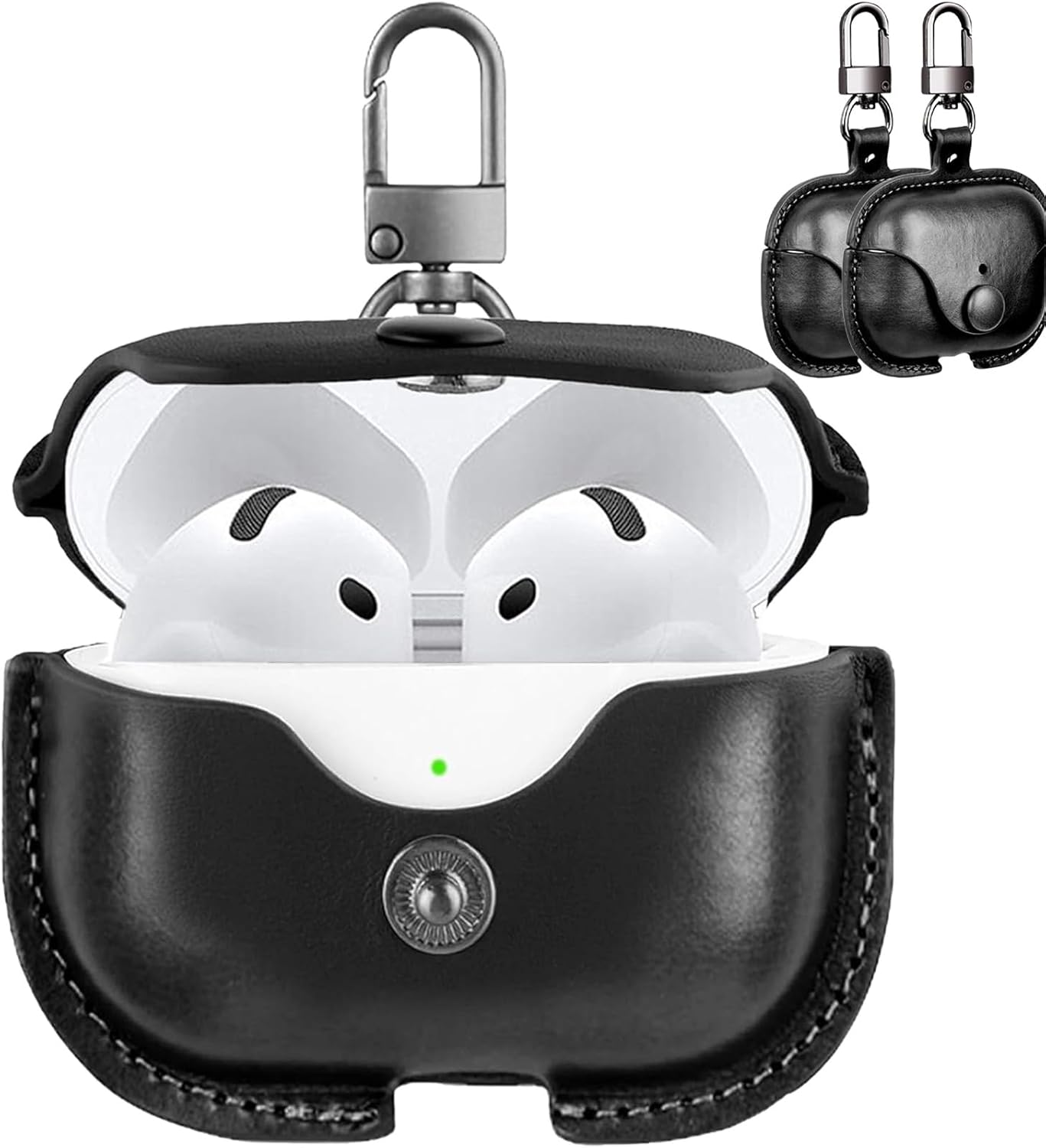 Airpods 4 ケース 第4世代 PUレザー 革 全面保護 ストラップホール