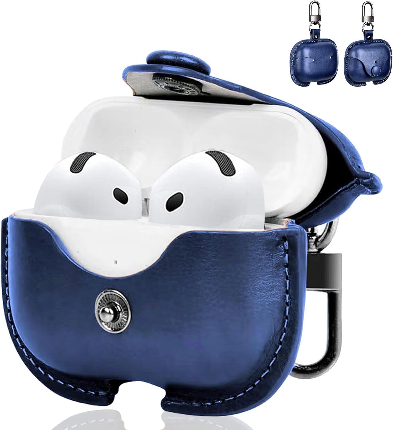 Airpods 4 ケース 第4世代 PUレザー 革 全面保護 ストラップホール