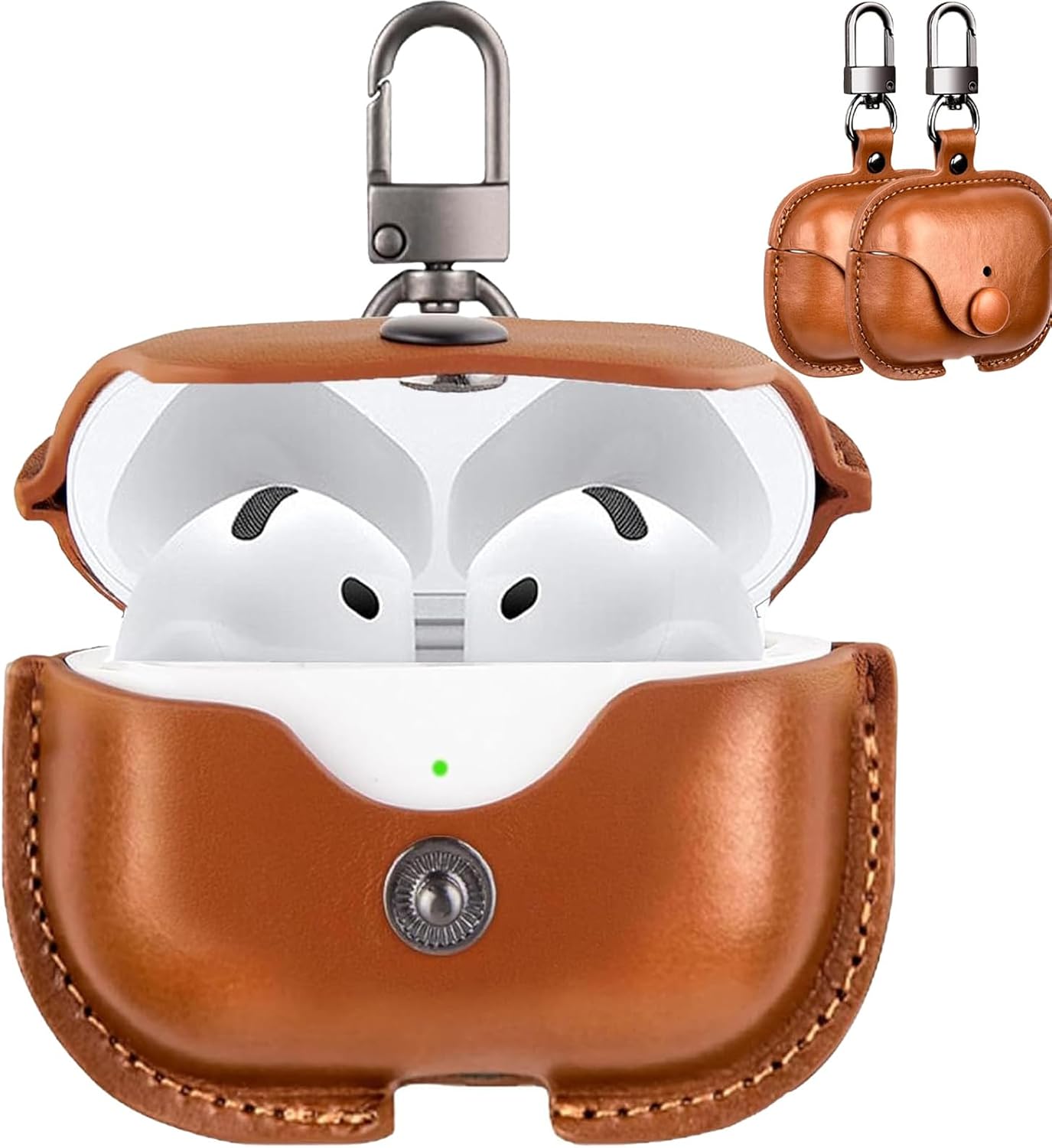 Airpods 4 ケース 第4世代 PUレザー 革 全面保護 ストラップホール