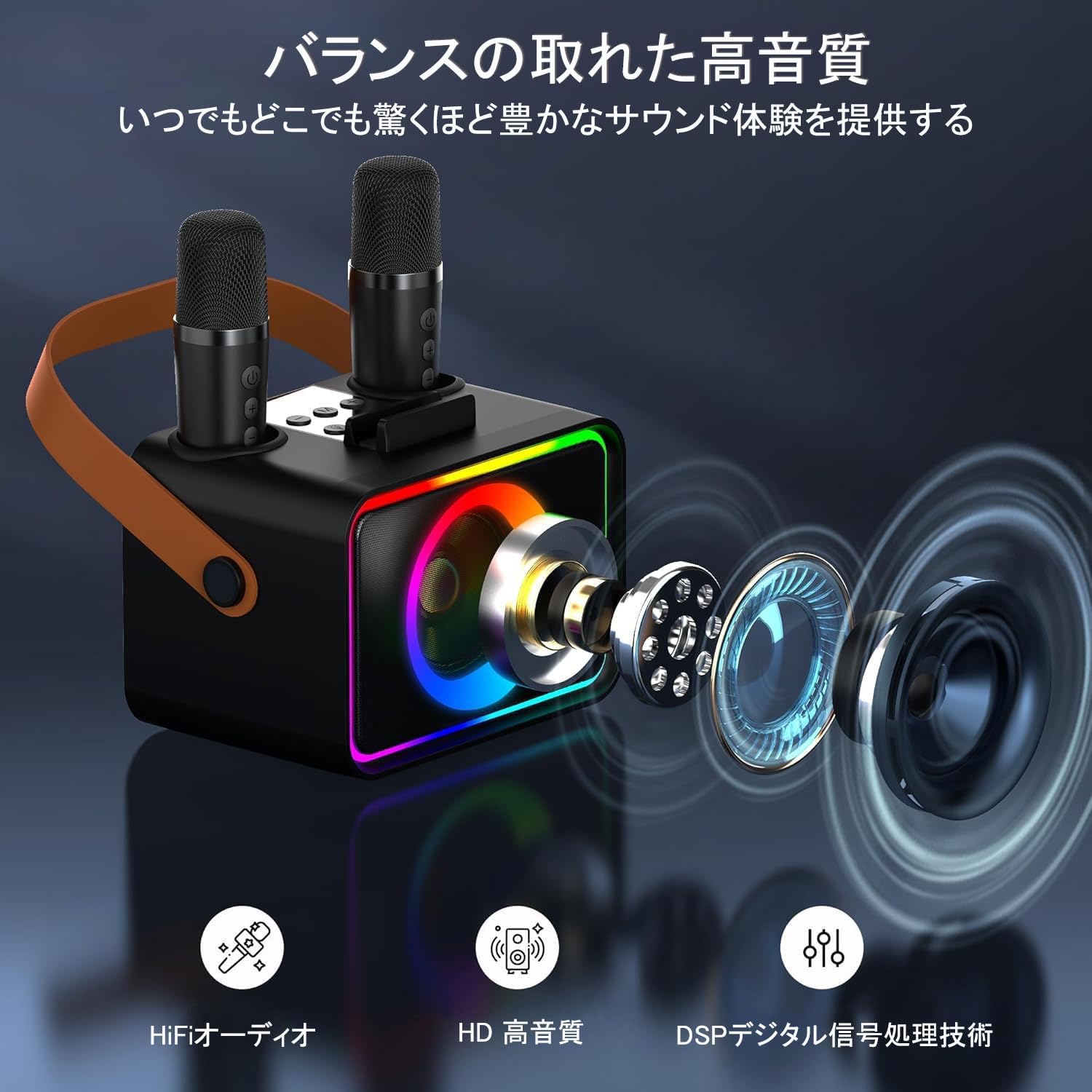 スピーカーセット カラオケ 2本 ライブ マイク セット カラオケマイク