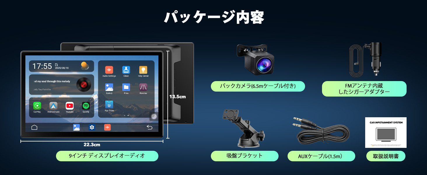 カーオーディオ ディスプレイオーディオ 9インチ バックカメラ セット