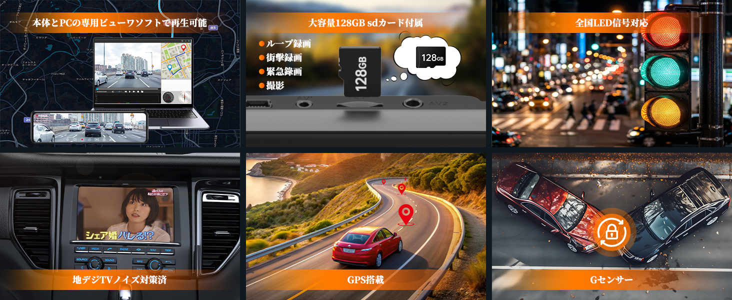 ドライブレコーダー ミラー型 前後分離 4K 800万画素 BSD死角検知 LCA