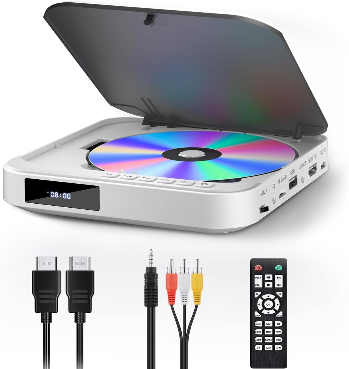 ミニDVDプレーヤー 非ブルーレイ 1080Pサポート DVD再生 CD再生