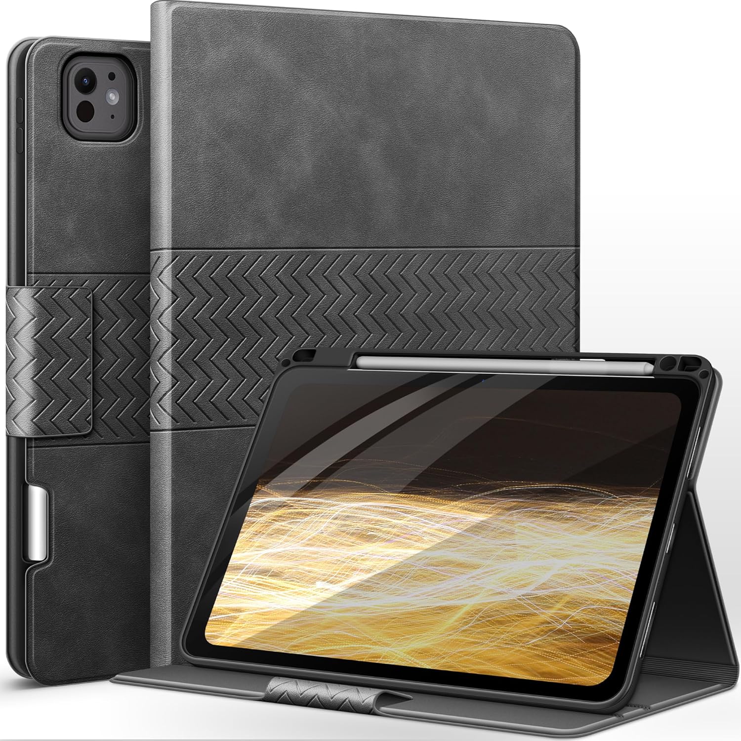 iPad Pro 11インチ ケース M5 M4 専用 手帳型 カバー PUレザー TPU