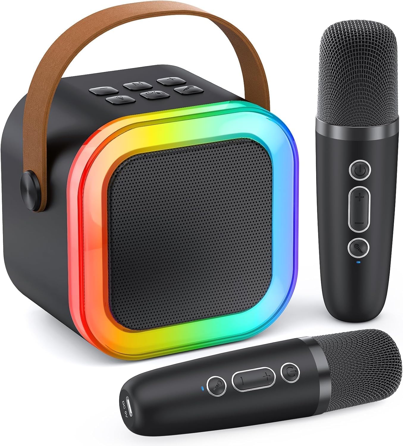 カラオケセット Bluetooth5.3 スピーカー ワイヤレス マイク2本 家庭用