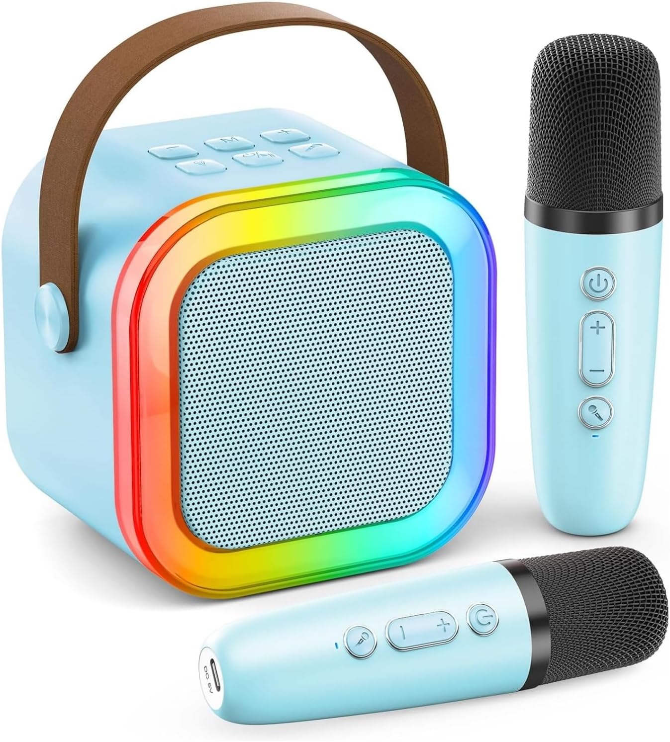 カラオケセット Bluetooth5.3 スピーカー ワイヤレス マイク2本 家庭用