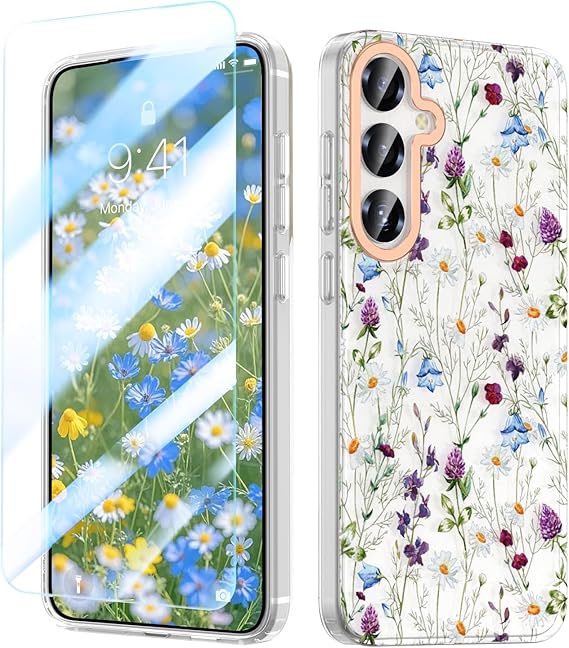 Galaxy S26 Ultra 256GB 国内版 ケース・フィルム付 Galaxy S26 ケース 花柄 ガラスフィルム付き Ultra SC-53G クリア