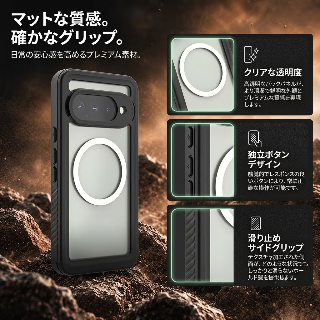 Pixel 11 Pro XL ケース 完全防水 MagSafe対応 Pixel11ケース グーグル
