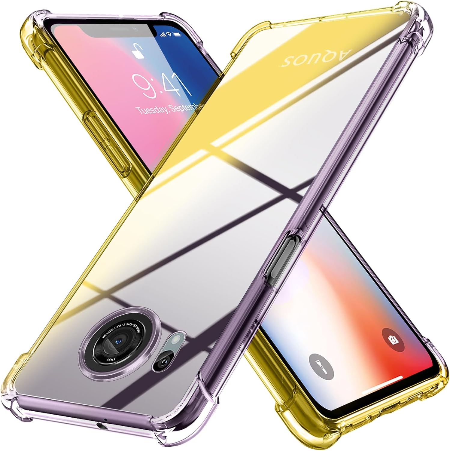 AQUOS R8 ケース 耐衝撃 グラデーション TPU カメラ保護 アクオス SH