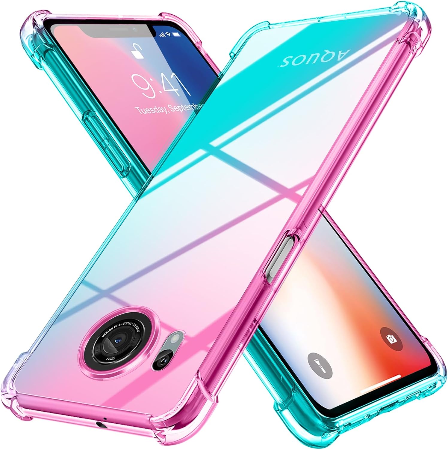 AQUOS R8 ケース 耐衝撃 グラデーション TPU カメラ保護 アクオス SH
