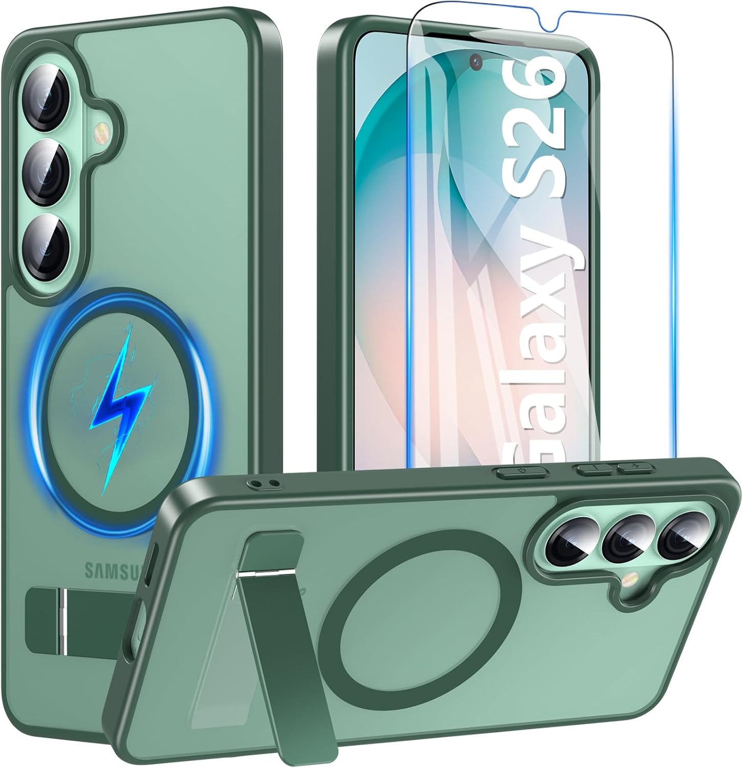 Galaxy S26 ケース ガラスフィルム付き MagSafe対応 スタンド機能