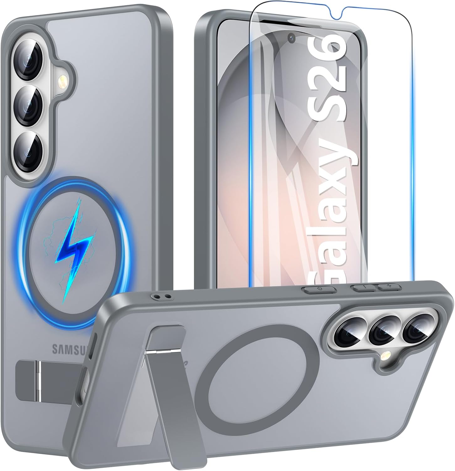 Galaxy S26 ケース ガラスフィルム付き MagSafe対応 スタンド機能