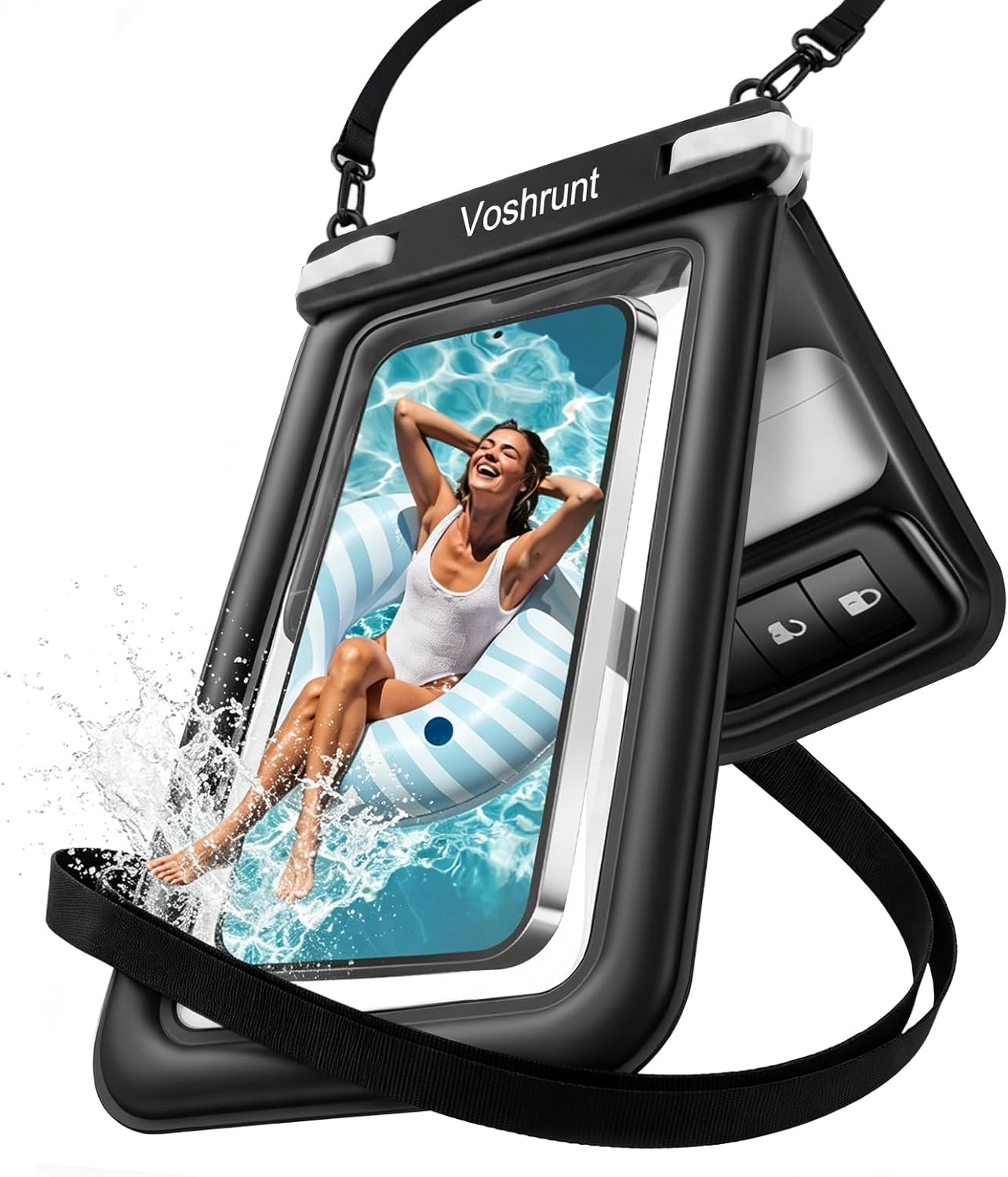 スマホ 防水ケース 水に浮く ダブルポケット IPX8 完全防水 衝撃吸収