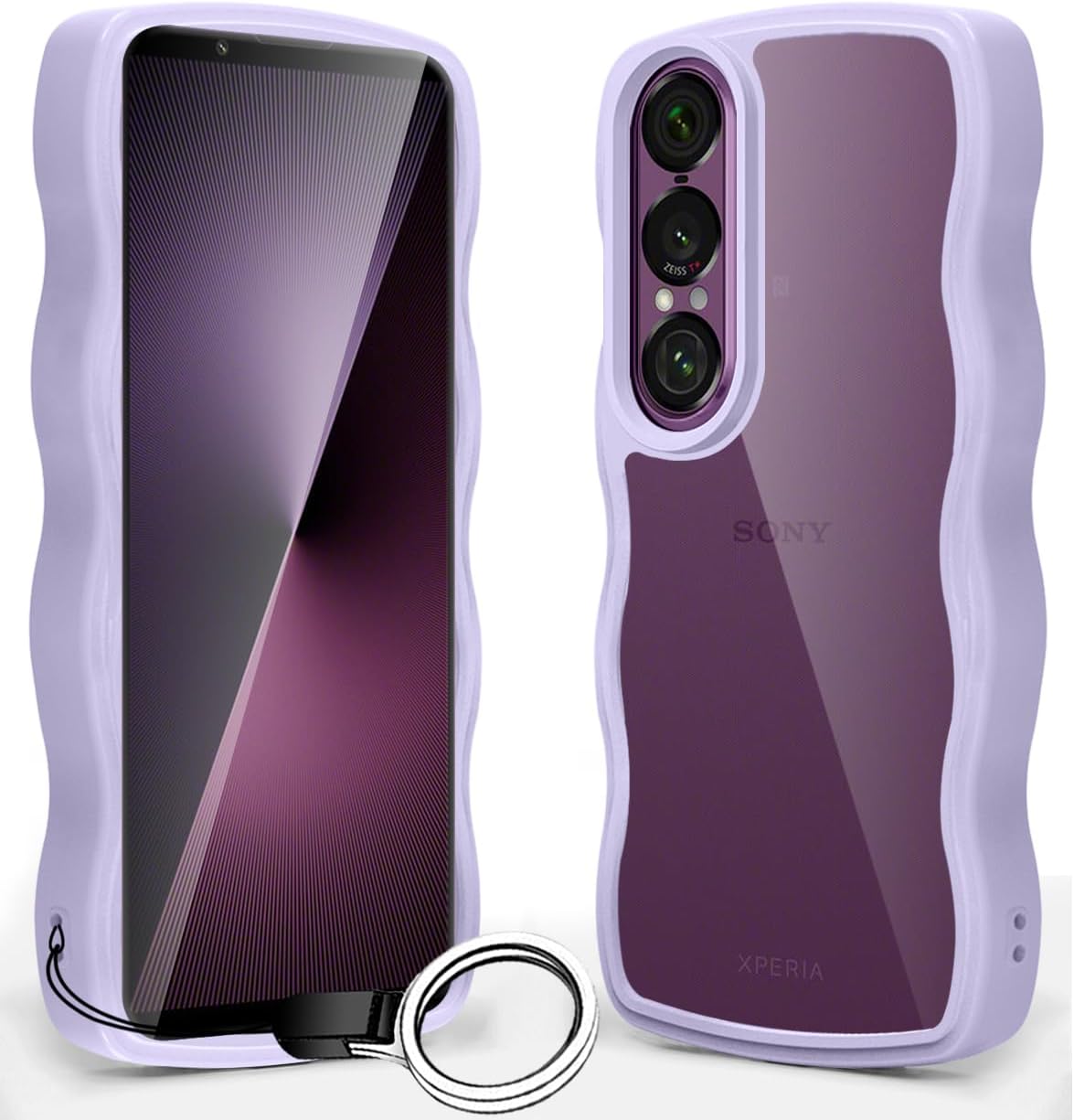 Xperia 1 VIIケース TPU バンパー 背面クリア うねうね ケース 耐衝撃