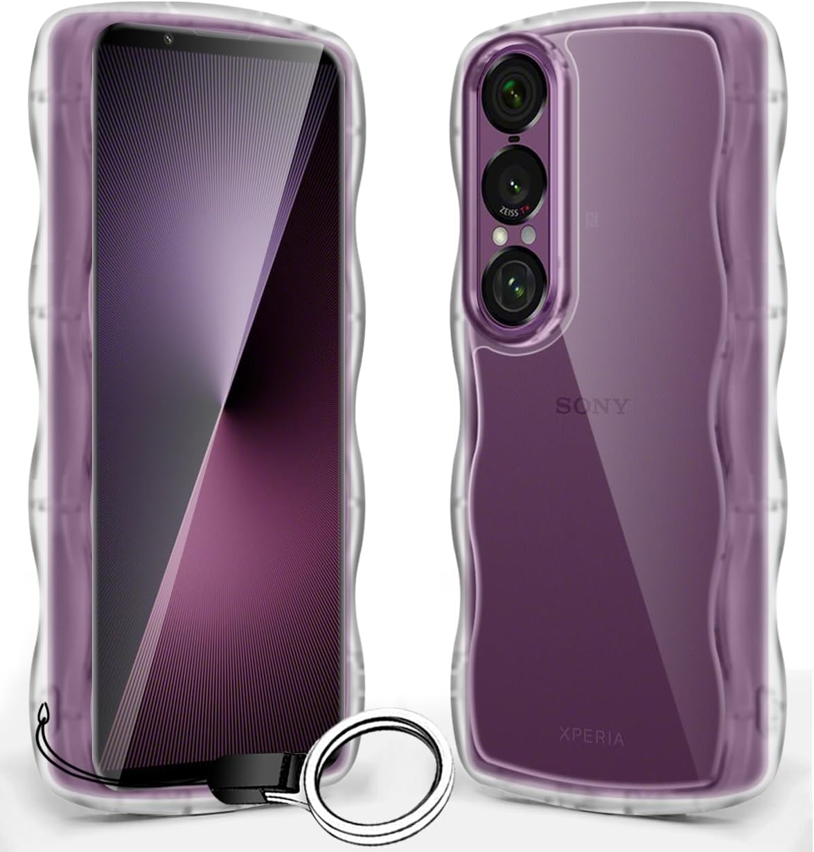Xperia 1 VIIケース TPU バンパー 背面クリア うねうね ケース 耐衝撃