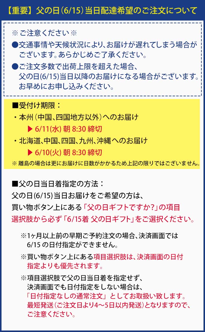 父の日ギフト当日配達について