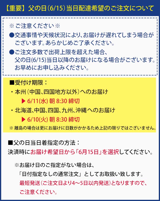 父の日ギフト当日配達について