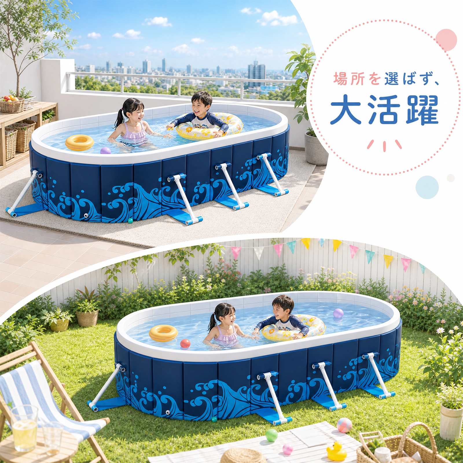 公式】SaiEL 折りたたみプール 空気入れ不要 210cm 260cm 大型 家庭用