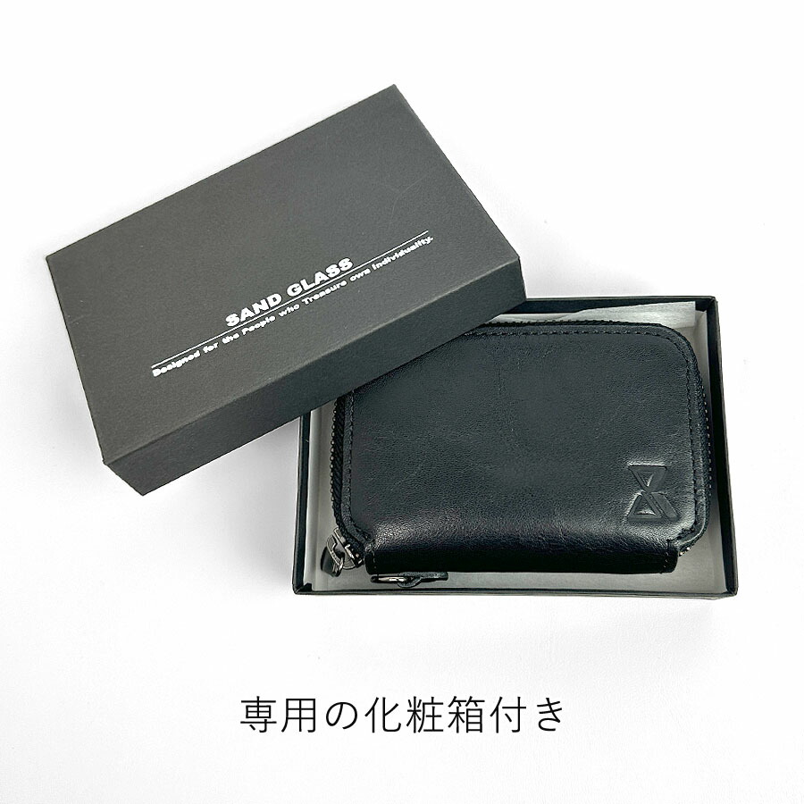 財布 メンズ 二つ折り財布 ミニ財布 コンパクト 手のひらサイズ ラウンドファスナー ブランド 革 3g30 SANDGLASS サンドグラス 小銭入れ付き 本革 レザー 三つ折り財布 ブラック クロ 黒 おしゃれ 人気 おすすめ ギフト プレゼント 誕生日 SAND GLASS（サンドグラス） 財布 二つ折り財布 メンズ 小さめ ミニ
