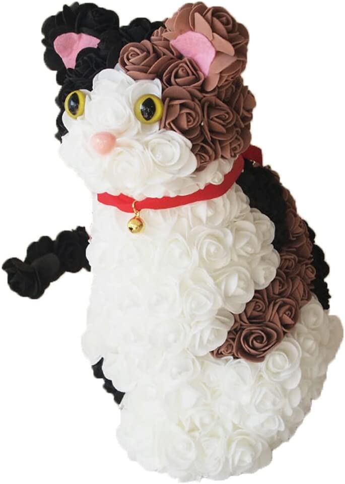 猫グッズ プレゼント フラワーキャット 1個 造花 ハチワレ ブチ猫 三毛
