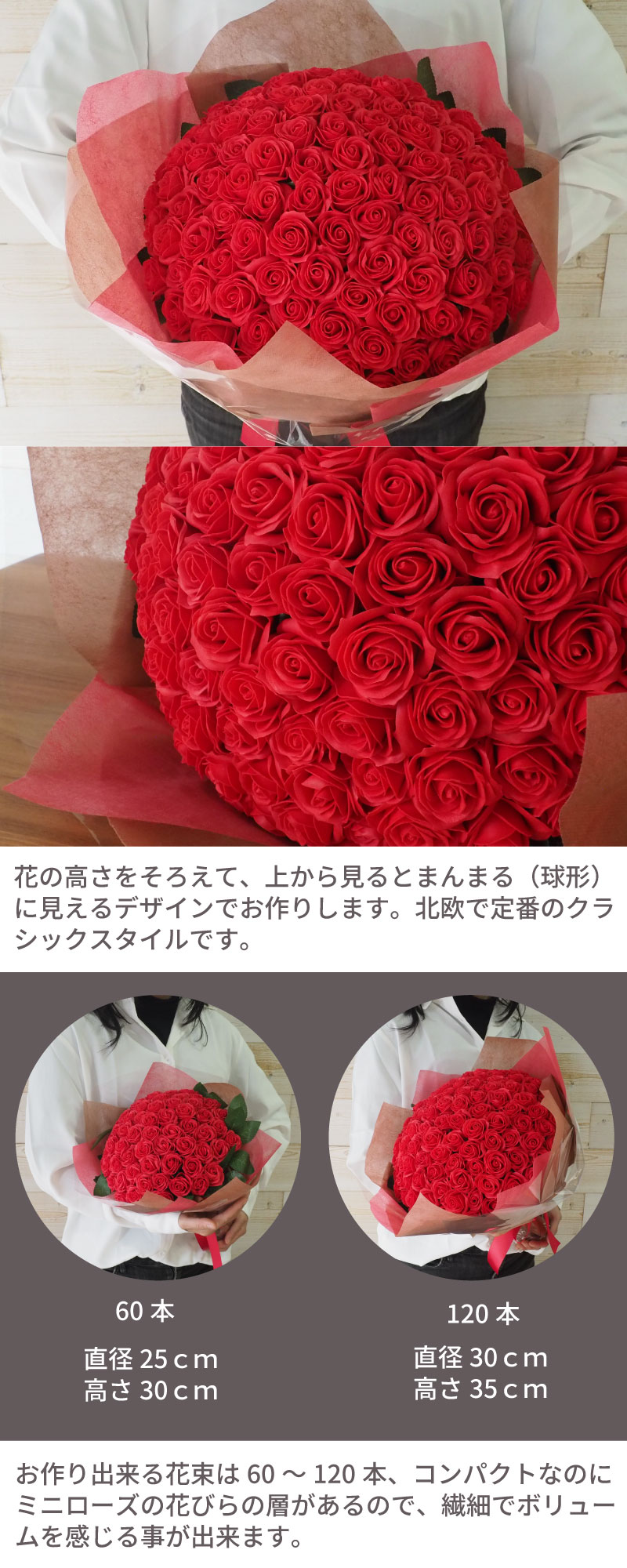 赤いバラ花束 画像3
