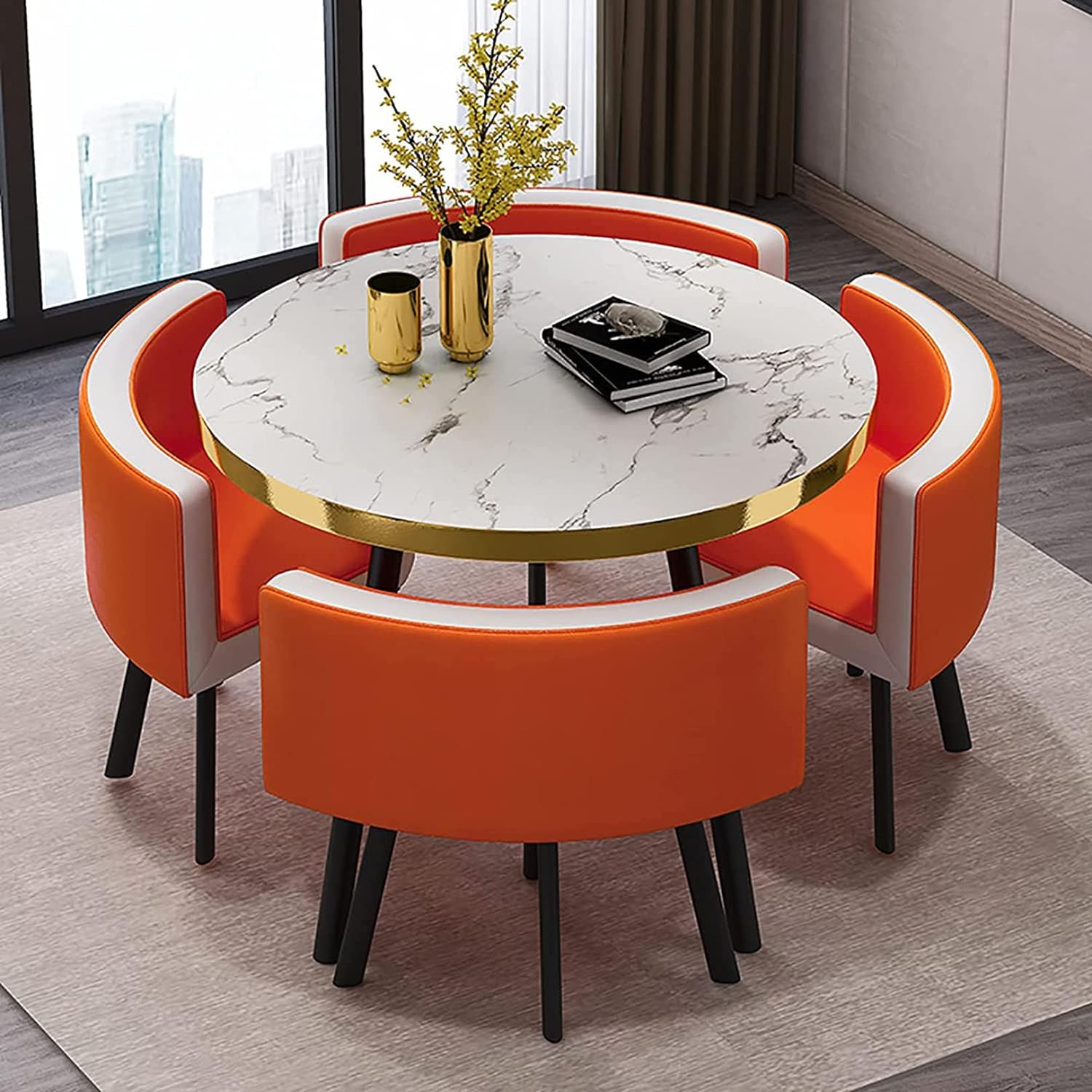 送料無料】 4人用 ダイニングセット 5点 円形テーブル(幅1200mm)+板座チェア4脚 ナチュラル 天然木 ホワイトオーク無垢材 木製 食卓セット  オシャレ 北欧 幅1200×奥行1200×高さ710mmの通販 ｜ オフィス家具通販の【オフィスコム】