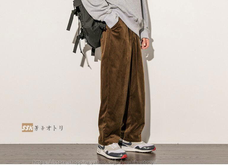 コーデュロイパンツ メンズ ゆったり イージーパンツ ワイドパンツ 秋冬 秋物 ボトムス メンズファッション