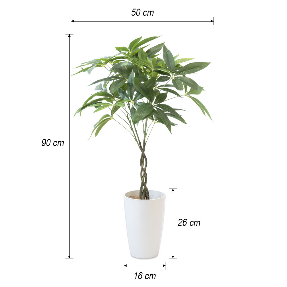 人工観葉植物 フェイクグリーン パキラ プラ鉢ロングポット 高さ90cm