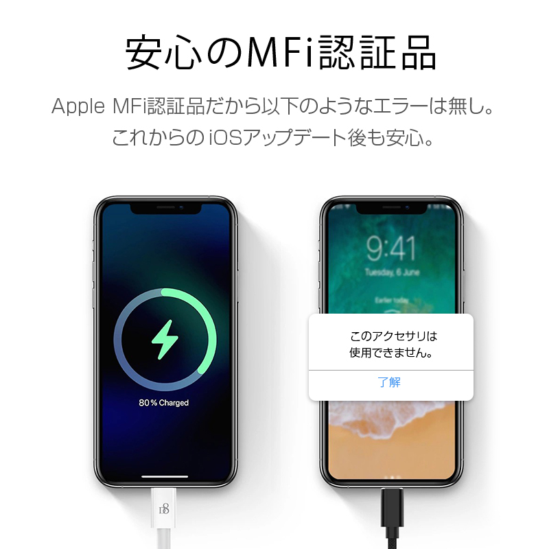 2本セット 0.2m 1m 1.5m 2m 長さ選べる iPhone iPad iPod 対応 IOS
