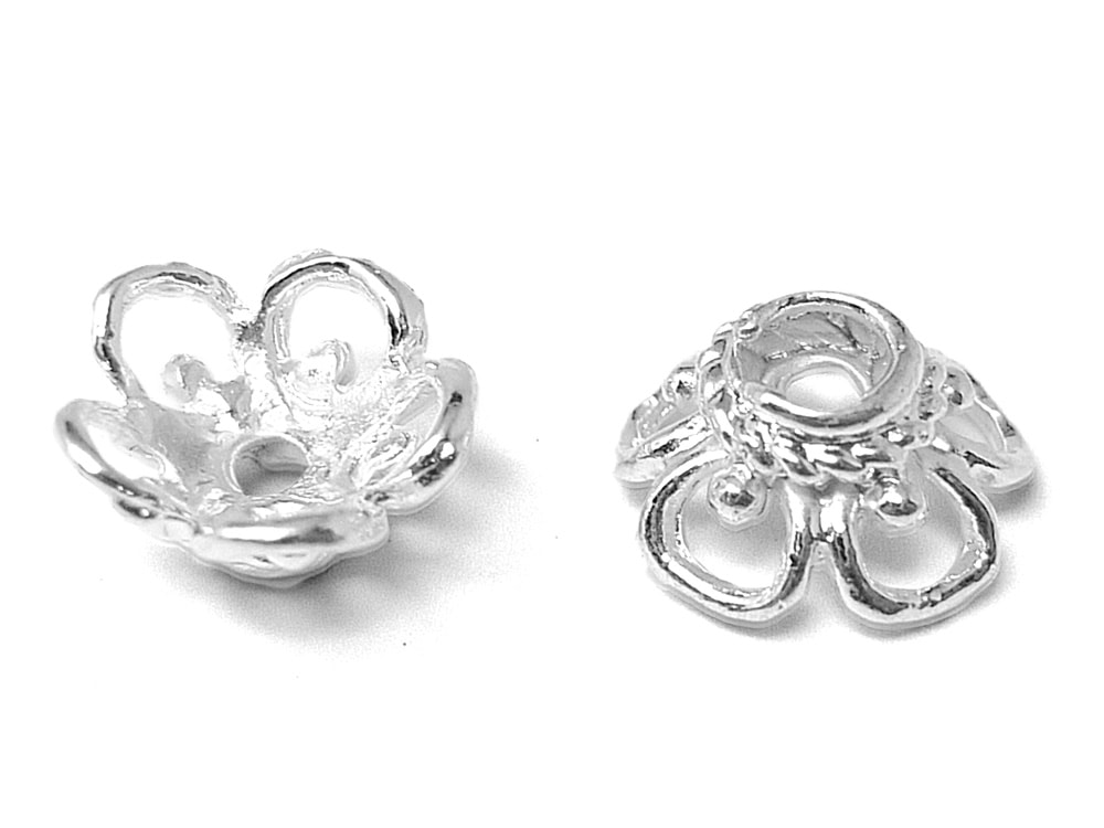 特別提供❤️ビーズキャップ 14mm（シルバー）約100個 10個』 ビーズキャップ 12mm 花型 座金 ゴールド シルバー 金古美 花座