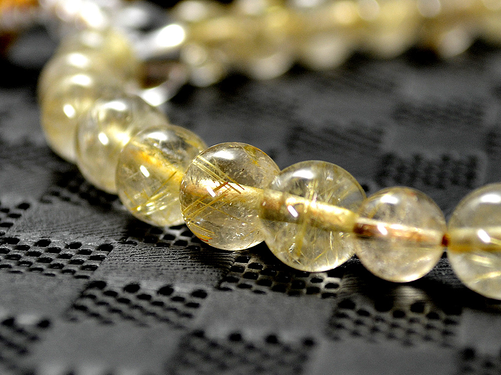 職人仕立て」 男女兼用 数珠 8mm 金針水晶（ゴールドルチルクォーツ