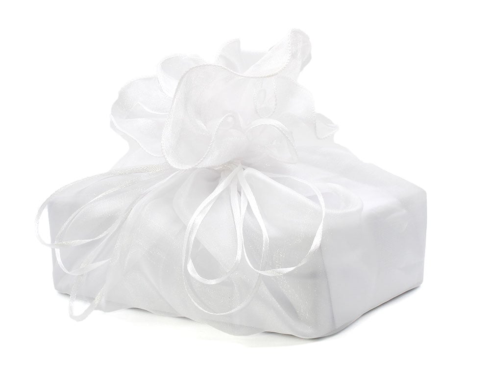 Sale! ❁ハンドメイド❁ White Linenアップリケ巾着3 巾着袋 (60cm) サテン生地 バルーン ラッピング 包装 巾着ポーチ